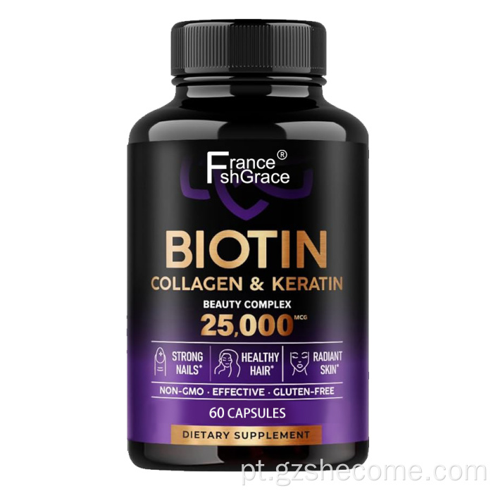 Biotin colágeno queratina crescimento suporta unhas de pele